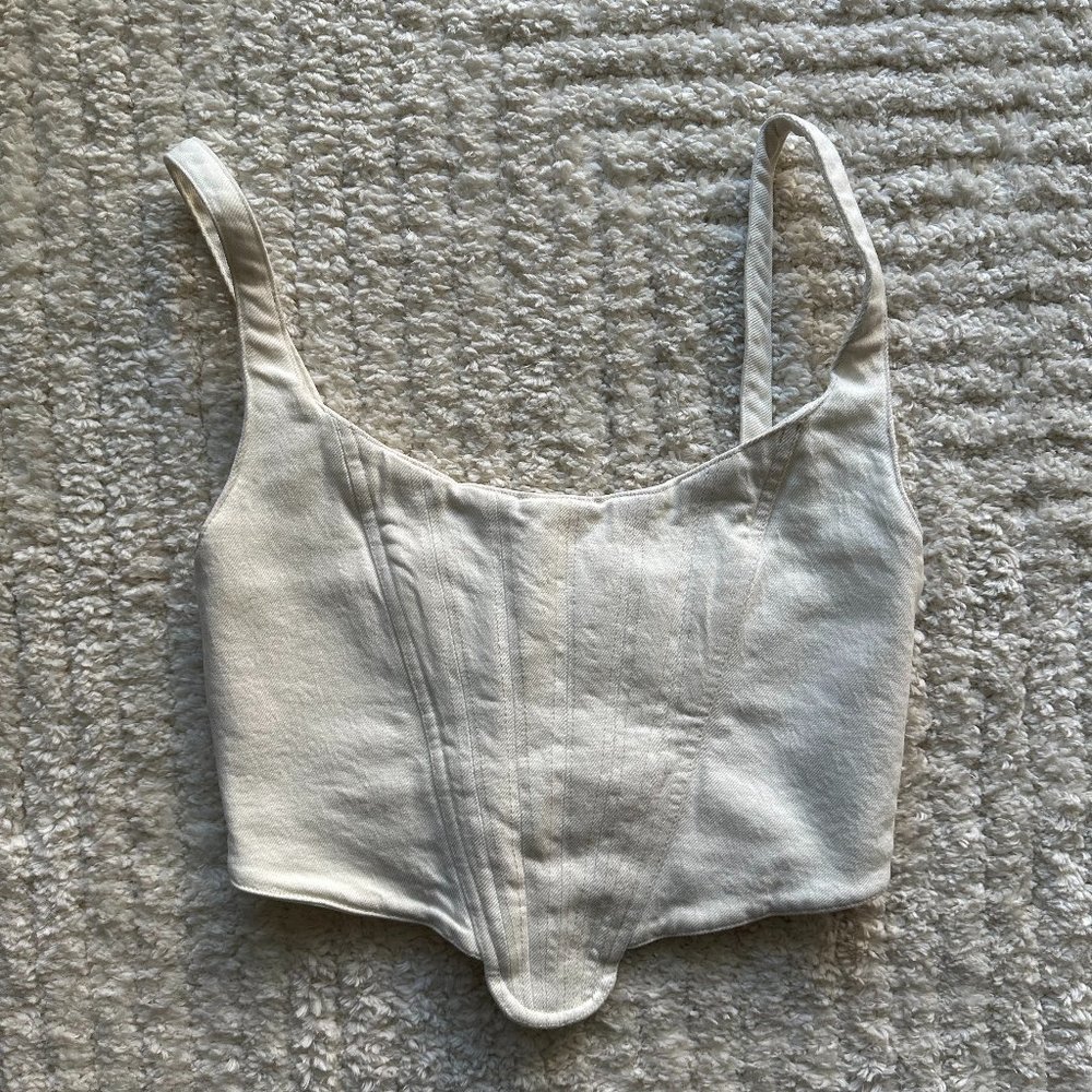 ZARA White Bustier Top